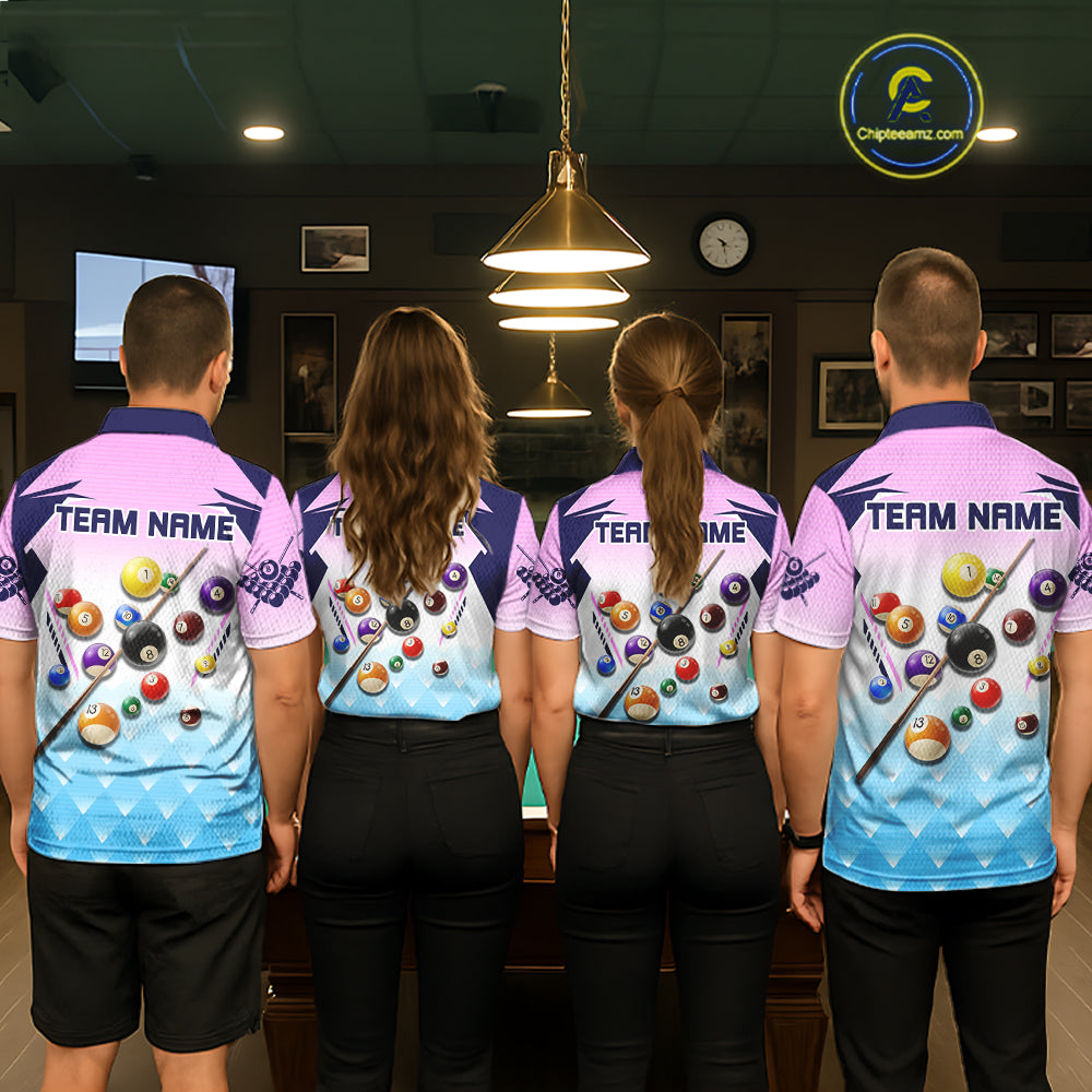 Personalized Colorful Billiard Shirt For Men Custom 8 Ball Pool Team Jersey Polo & 1/4 Zip TDM5471