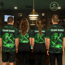 Load image into Gallery viewer, Personalized Smoke Skull Green Billiard Shirts For Women, Grim Reaper Pool Jersey Team Polo, 1/4 Zip TDM5935