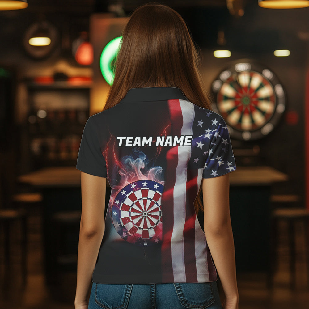 Personalized Lightning American Flag Dartboard Smoke Dart Shirts For Women Team Patriotic Dart Jersey TDM3745