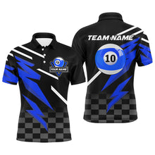 Load image into Gallery viewer, Personalized 10 Ball Pool Tournament Billiards Shirts For Men, 10 Ball Billiard Blue Team Jerseys TDM1838