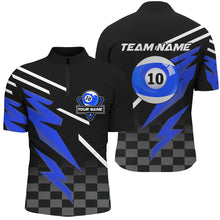 Load image into Gallery viewer, Personalized 10 Ball Pool Tournament Billiards Shirts For Men, 10 Ball Billiard Blue Team Jerseys TDM1838