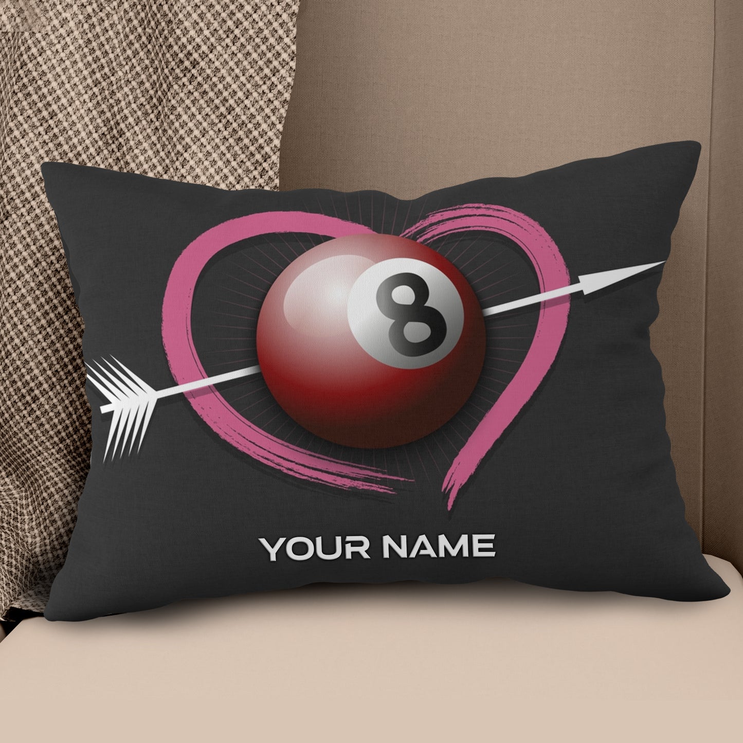 Personalized Ball 8 And Heart Billiard Pillow, Best Custom Cute Pillow TDM0750
