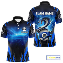 Load image into Gallery viewer, Personalized 10 Ball Thunder Lightning Cobra Snake Men Billiard Shirts, 10 Ball Pool Team Jersey TDM4023