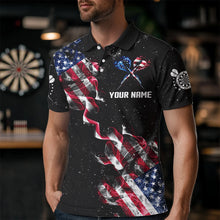 Load image into Gallery viewer, Custom US Flag Smoke Men&#39;s Darts Shirt With Pocket, Patriotic Darts Jersey TDM3455