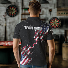 Load image into Gallery viewer, Custom US Flag Smoke Men&#39;s Darts Shirt With Pocket, Patriotic Darts Jersey TDM3455