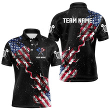 Load image into Gallery viewer, Custom US Flag Smoke Men&#39;s Darts Shirt With Pocket, Patriotic Darts Jersey TDM3455