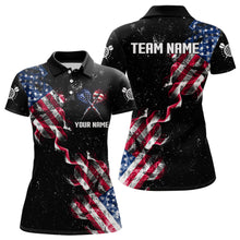 Load image into Gallery viewer, Customized Grunge US Flag Smoke Darts Polo &amp; Quarter-Zip Shirts, Patriotic Darts Jerseys For Women TDM3455