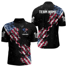 Load image into Gallery viewer, Custom US Flag Smoke Men&#39;s Darts Shirt With Pocket, Patriotic Darts Jersey TDM3455