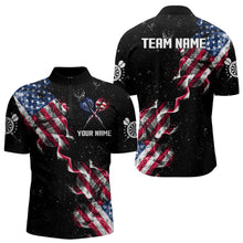Load image into Gallery viewer, Customized Grunge US Flag Smoke Darts Polo &amp; Quarter-Zip Shirts, Patriotic Darts Jerseys For Men TDM3455
