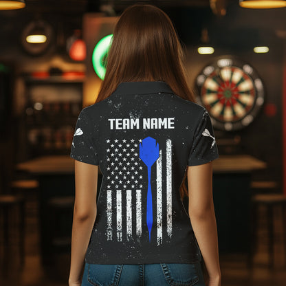 Smoke Puerto Rico US Flag Custom Darts Shirt For Women, Patriotic Darts Jersey Team Polo & 1/4 Zip TDM3456