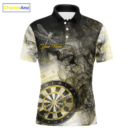 Yellow Black Smoke Dart Shirt With Pocket Option For Men Custom Dart Jerseys TDM5764