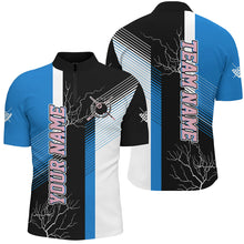 Load image into Gallery viewer, Personalized Black Blue Billiard Polo &amp; Quarter Zip For Men Custom 8 Ball Pool Billiard Team Jersey TDM3270