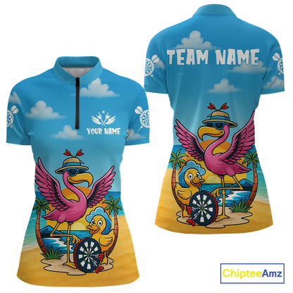 Personalized Funny Tropical Flamingo Darts Shirt For Women Custom Darts Jersey Outfit, Darts Gifts TDM4408