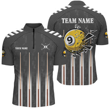 Load image into Gallery viewer, Funny Crack 9 Ball Pool Custom Men Billiard Polo &amp; 1/4 Zip Shirts, 9 Ball Pool Billiard Jerseys TDM3046
