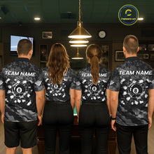Load image into Gallery viewer, Personalized Grunge Camo Billiard Shirts For Men, Funny 8 Ball Pool Team Jersey Polo &amp; 1/4 Zip TDM6155