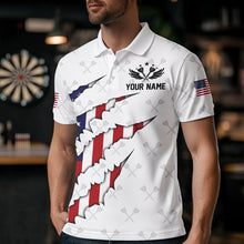 Load image into Gallery viewer, Personalized American Flag Darts Pattern Polo &amp; Quarter-Zip Shirts For Men, Patriotic Darts Jerseys TDM1675