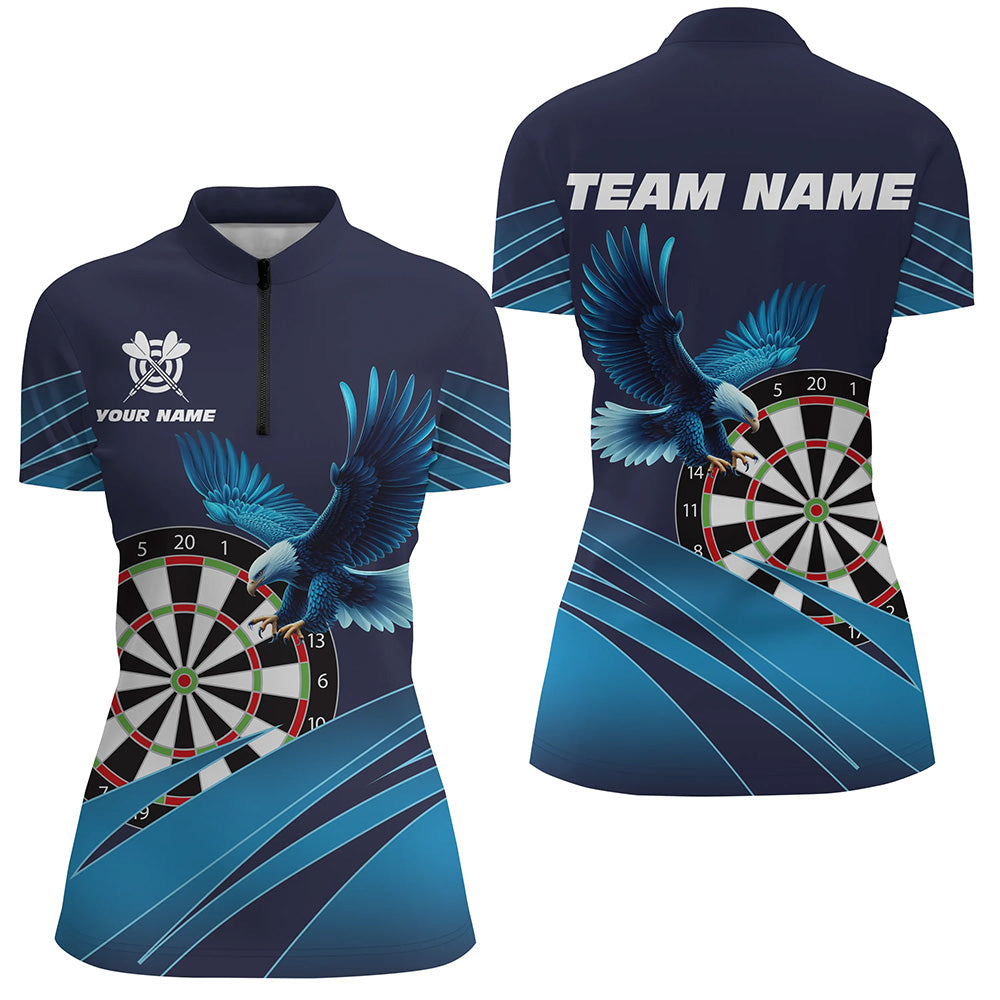 Personalized Darts Board Eagle Blue Darts Women Quarter-Zip Shirts Custom Darts Team Shirts TDM1518
