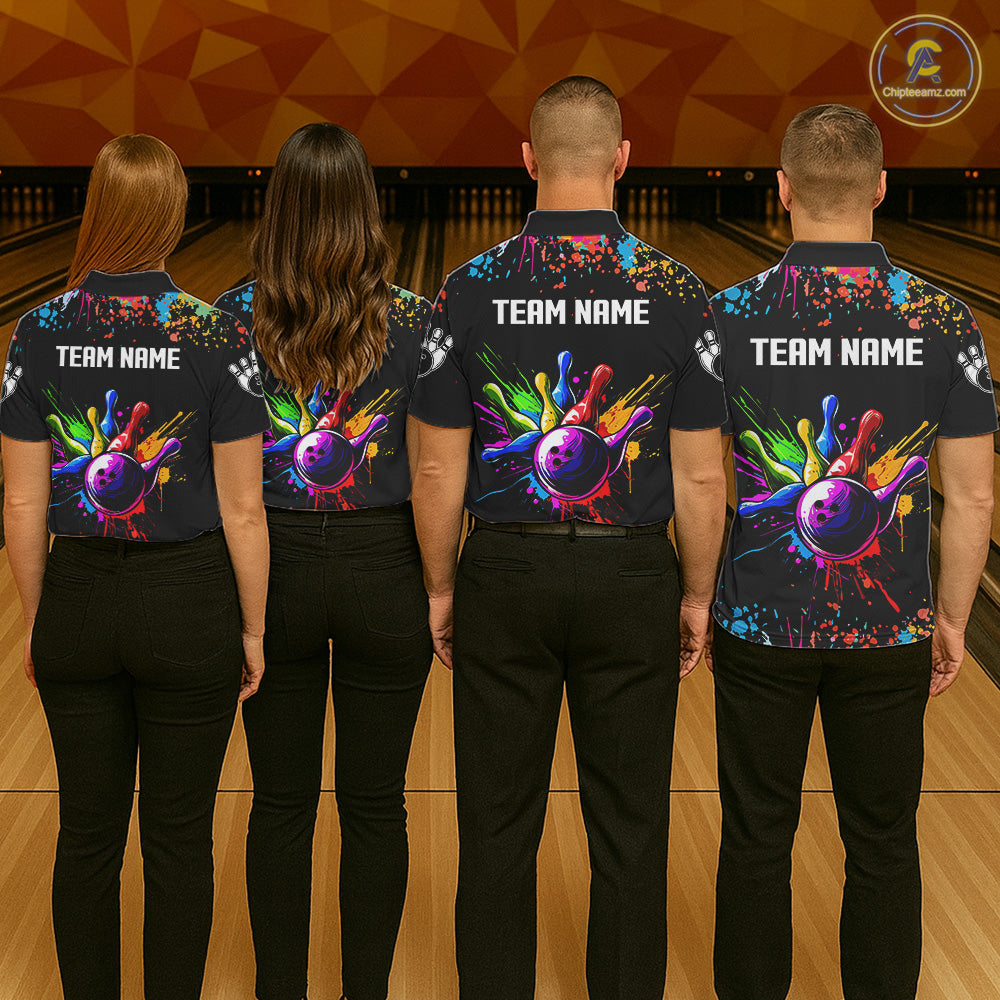 Colorful Funny Bowling Jersey For Women Custom Bowling Team Shirts Polo & 1/4 Zip, Bowling Gifts TDM6589