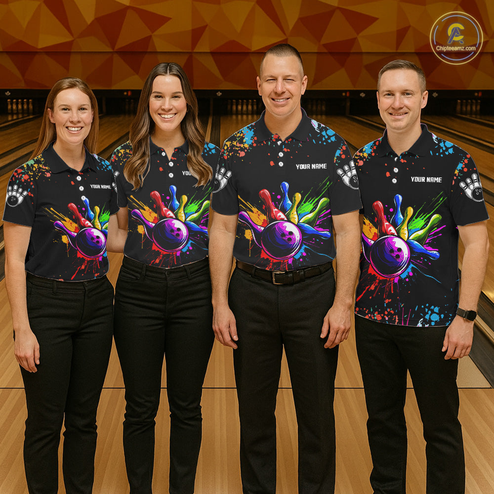 Colorful Funny Bowling Jersey For Women Custom Bowling Team Shirts Polo & 1/4 Zip, Bowling Gifts TDM6589