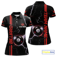 Load image into Gallery viewer, Personalized Red 8 Ball Thunder Lightning Billiard Shirt For Women Custom Pool Team League Jersey TDM4429