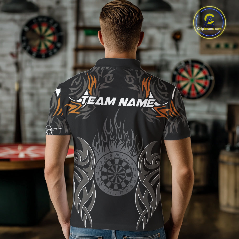 Personalized Darts Tournament Jerseys For Men Custom Dartboard Fire Flame Darts Shirts |Orange TDM5566