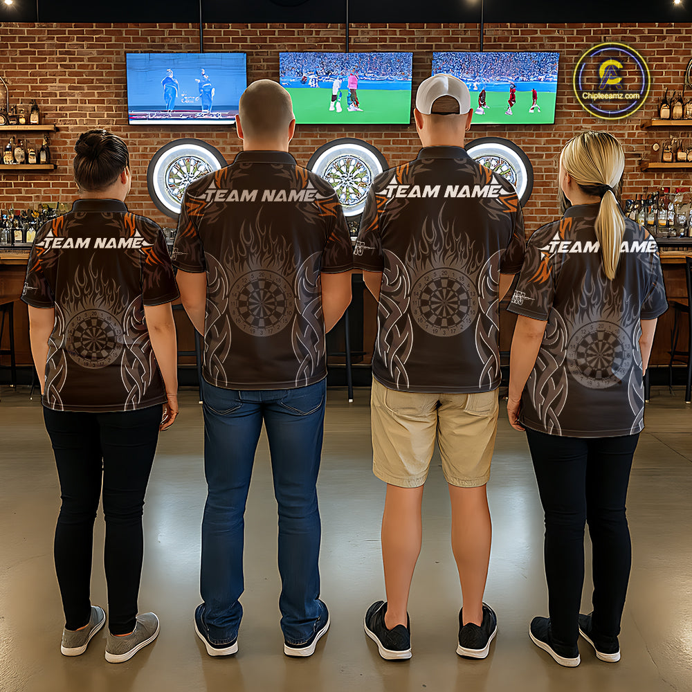 Personalized Darts Tournament Jerseys For Men Custom Dartboard Fire Flame Darts Shirts |Orange TDM5566