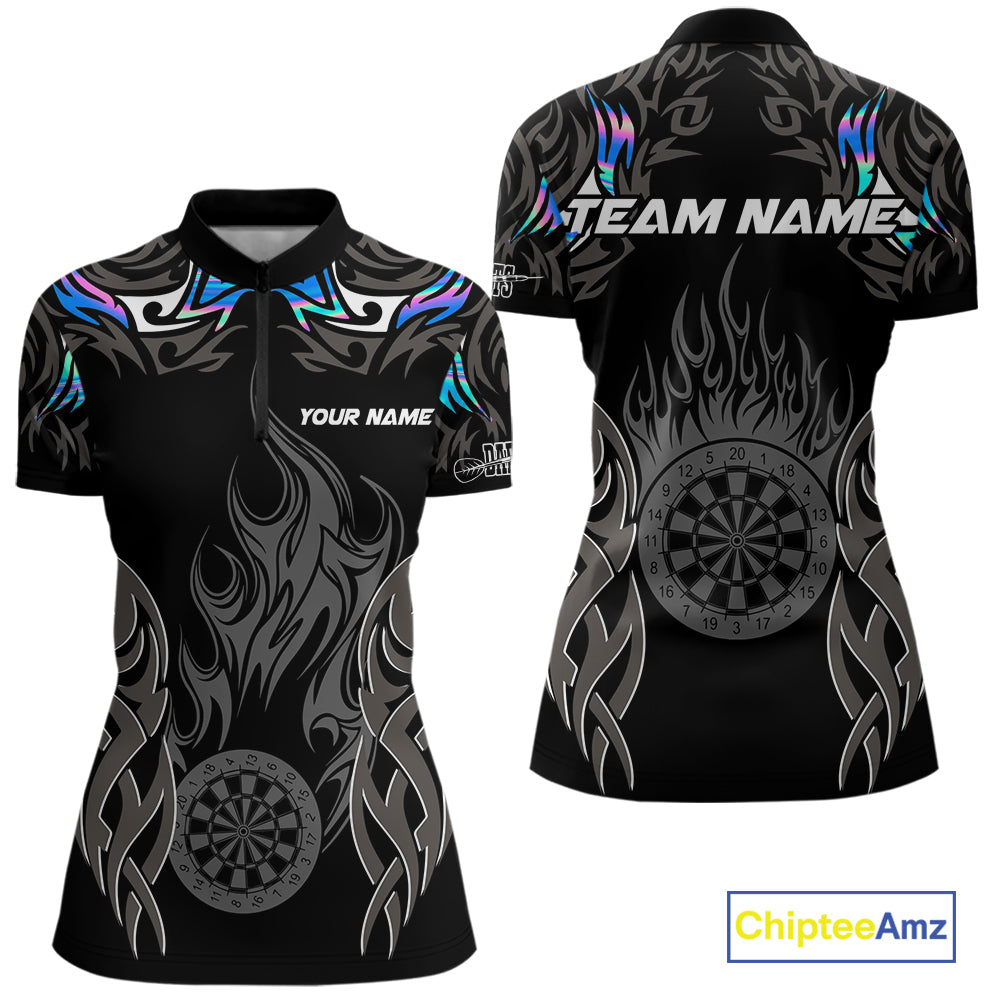 Personalized Darts Tournament Jersey For Women Custom Dartboard Fire Flame Darts Shirts |Holographic TDM5567