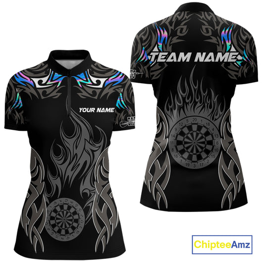 Personalized Darts Tournament Jersey For Women Custom Dartboard Fire Flame Darts Shirts |Holographic TDM5567