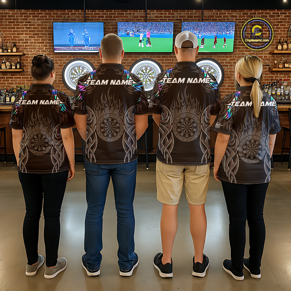 Personalized Darts Tournament Jersey For Women Custom Dartboard Fire Flame Darts Shirts |Holographic TDM5567