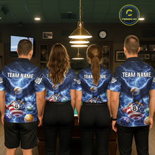 Load image into Gallery viewer, Blue 8 Ball US Flag Thunder Lightning Eagle Billiard Shirt For Women Custom Pool Team Jersey TDM5813
