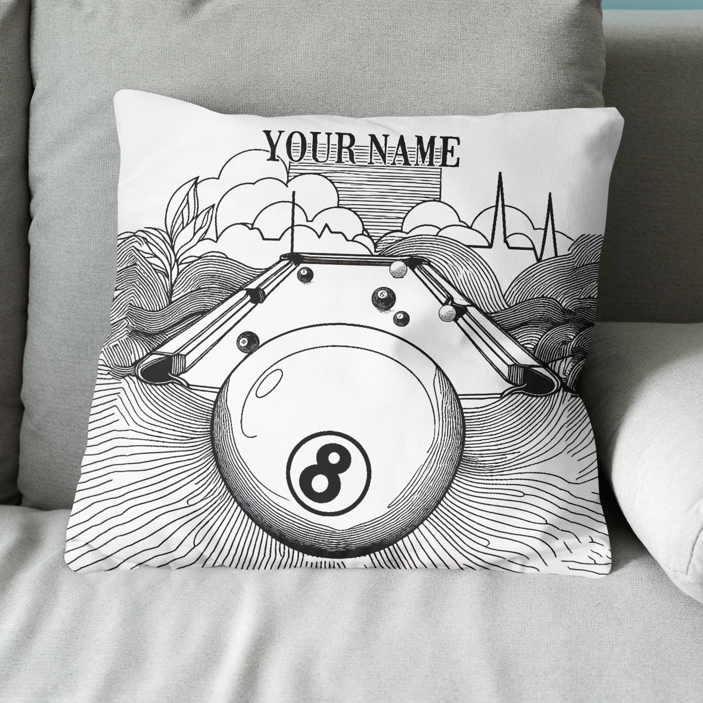 Funny 8 Ball Pool Billiards Games Custom White Pillows, Billiard Gifts TDM0820