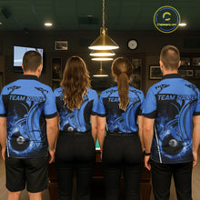 Load image into Gallery viewer, Personalized Blue 8 Ball Fire Flame Billiard Shirt For Men, Pool Team Jersey Polo &amp; 1/4 Zip TDM5974