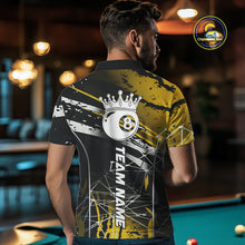 Load image into Gallery viewer, Black And Gold 8 Ball Crown Men's Billiard Shirts Custom Billiards Jerseys, Pool League Team Shirt TDM5132