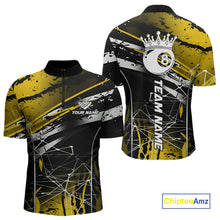Load image into Gallery viewer, Black And Gold 8 Ball Crown Men's Billiard Shirts Custom Billiards Jerseys, Pool League Team Shirt TDM5132