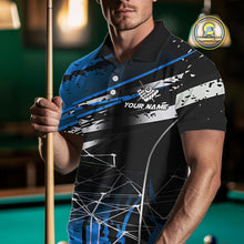 Load image into Gallery viewer, Black And Blue 8 Ball Crown Men's Billiard Shirts Custom Billiards Jerseys, Pool League Team Shirt TDM5133