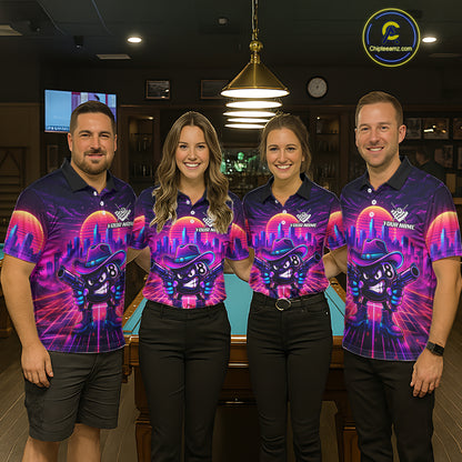 Custom Retro Funny Neon 8 Ball Pool Billiard Shirt For Women, Billiard Team Jersey Polo & 1/4 Zip TDM6219