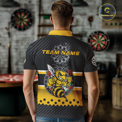 Yellow Black Darts Bee Custom Name Darts Shirts For Men, Funny Darts Apparel, Best Darts Gifts TDM4918