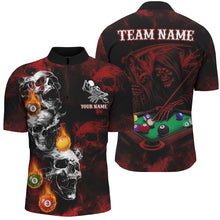 Load image into Gallery viewer, Personalized Red Smoke Skull Billiard Shirts For Men Custom Grim Reaper Billiard Jerseys TDM3364