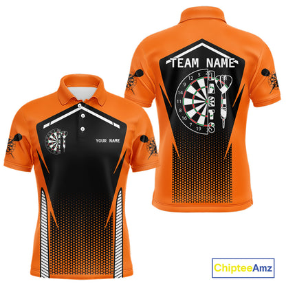 Orange Sport Style Dart Arrows Dart Polo & 1/4 Zip Shirts For Men, Dart Jerseys NYN0059