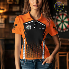 Load image into Gallery viewer, Orange Sport Style Dart Arrows Dart Polo &amp; 1/4 Zip Shirts For Women, Dart Jerseys NYN0059