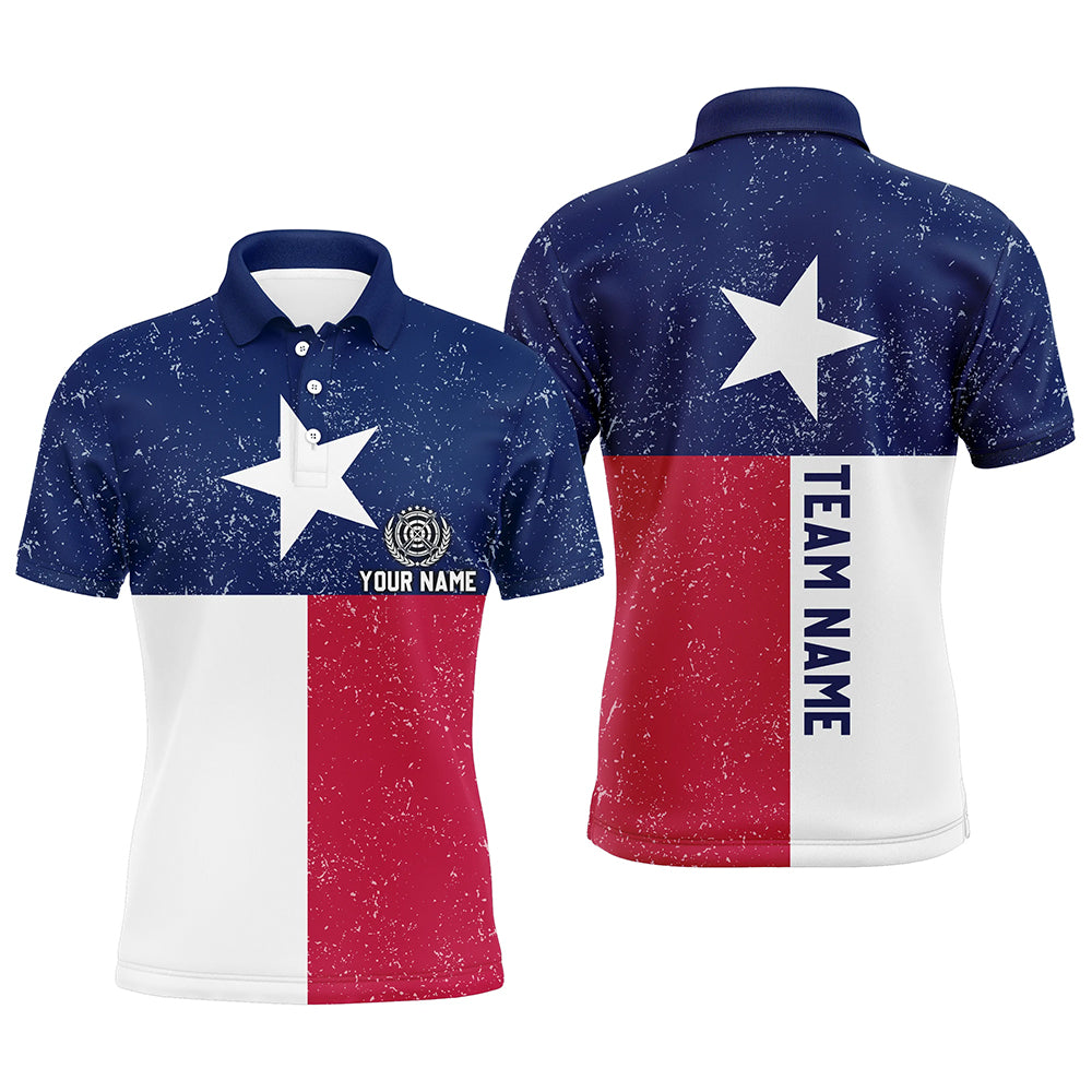 Customized Grunge Texas Archery Polo Shirts For Men, Patriotic Texas Flag Shirts For Archer TDM0681