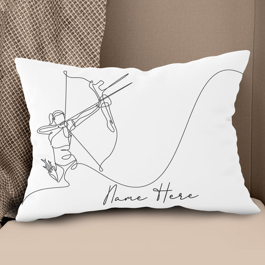 Customized Archery Player Line Drawing White Pillow, Archery Pillow Gift TDM0871