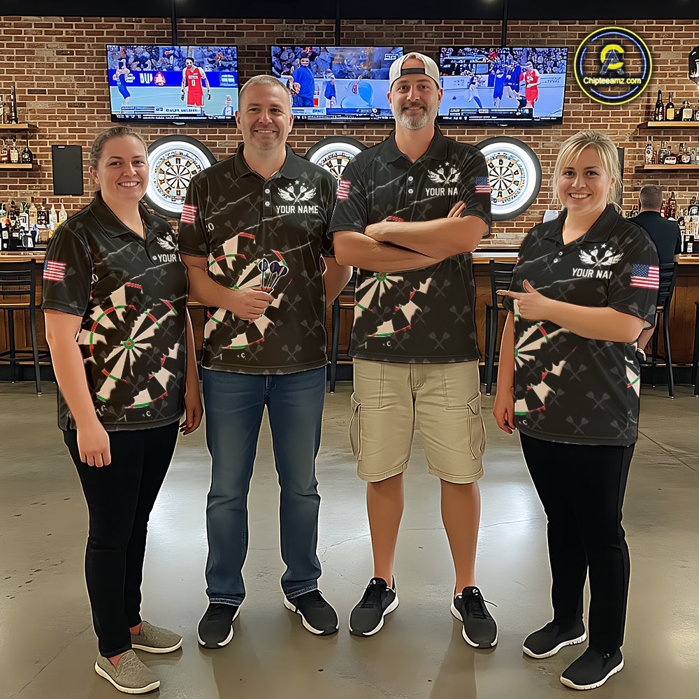 Personalized Scratch Darts Shirt For Men Custom Darts Jersey Team Polo & Quarter Zip |Black TDM5868