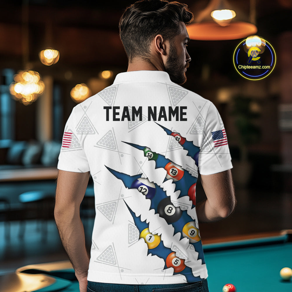 Personalized Scratch 8 Ball Billiard Shirt For Men Custom Pool Jersey, Billiard Team Shirt |Blue TDM5870