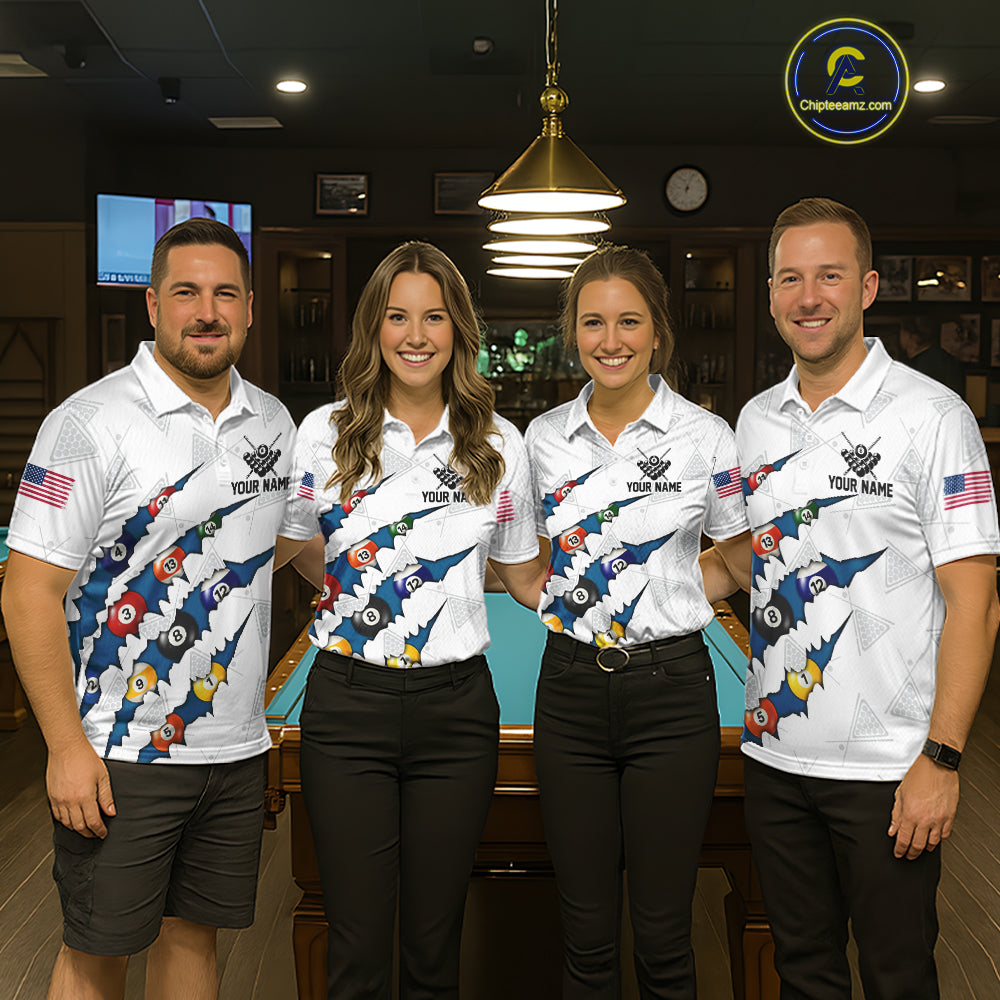 Personalized Scratch 8 Ball Billiard Shirt For Women Custom Pool Jersey, Billiard Team Shirt |Blue TDM5870