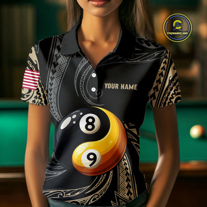 Personalized Funny Yin And Yang Tribal Billiard Shirt For Women Custom 8 Ball & 9 Ball Pool Jerseys TDM4506