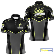 Load image into Gallery viewer, Billiard Jerseys For Men Custom Polo &amp; 1/4 Zip Billiard Shirt, Team Pooler Short Sleeve|Green Neon TDM4741