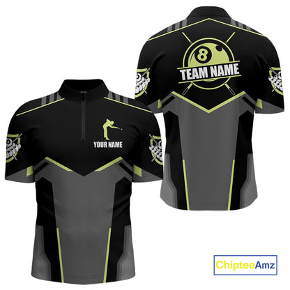 Billiard Jerseys For Men Custom Polo & 1/4 Zip Billiard Shirt, Team Pooler Short Sleeve|Green Neon TDM4741