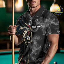 Load image into Gallery viewer, US Flag Grim Reaper Smoke Billiard Shirt For Men Custom 8 Ball Pool Team Jersey Polo &amp; 1/4 Zip TDM6258