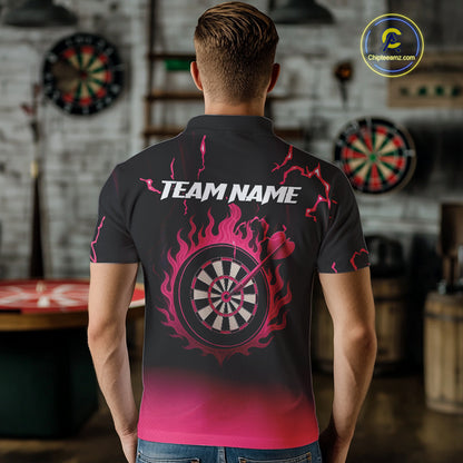 Pink And Black Lightning Arrow Custom Dart Shirts For Men| Darts Team Jersey – Polo & Quarter Zip TDM3965